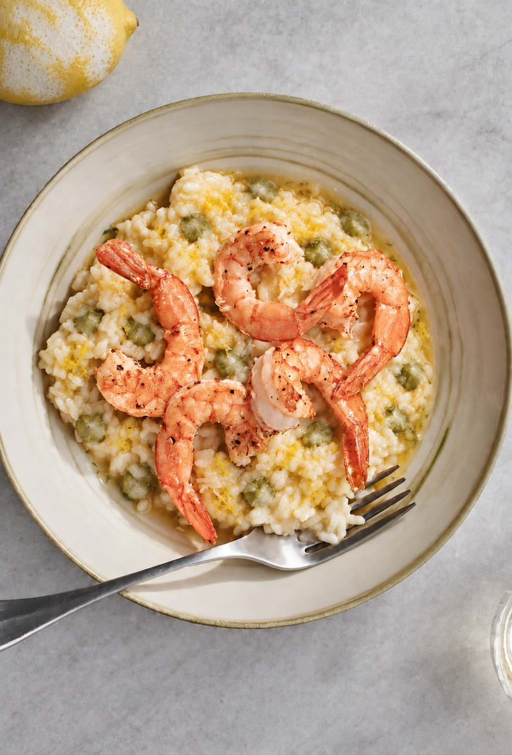 Risotto agli asparagi con gamberi e limone