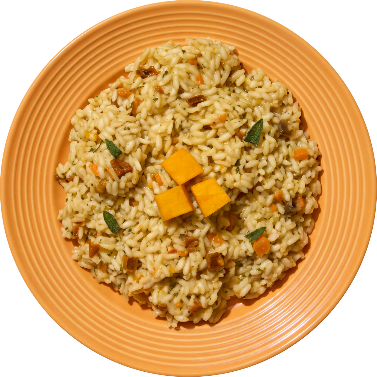 Risotto alla Zucca, piatto cotto visto dall’alto