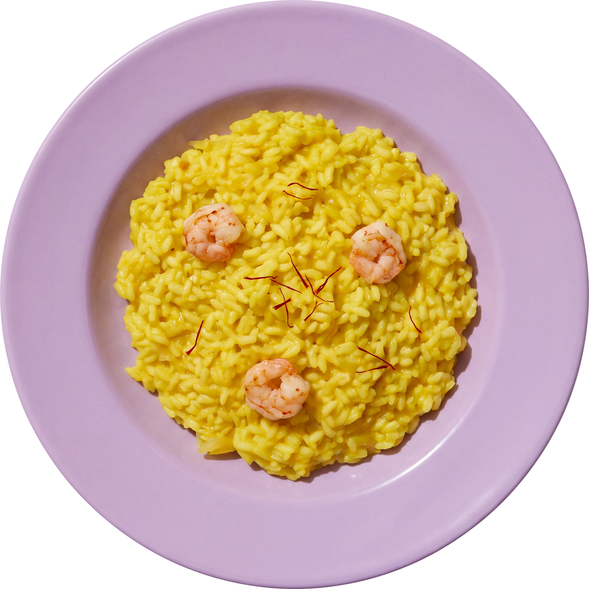 Risotto allo Zafferano, piatto cotto visto dall’alto