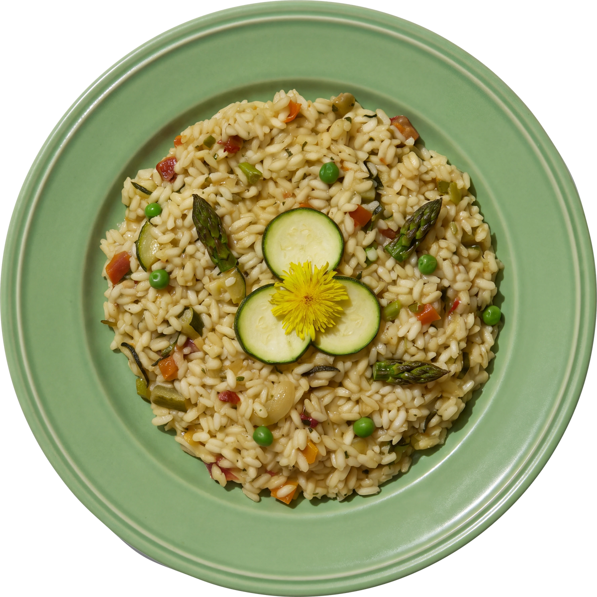 Risotto Primavera, piatto cotto visto dall’alto