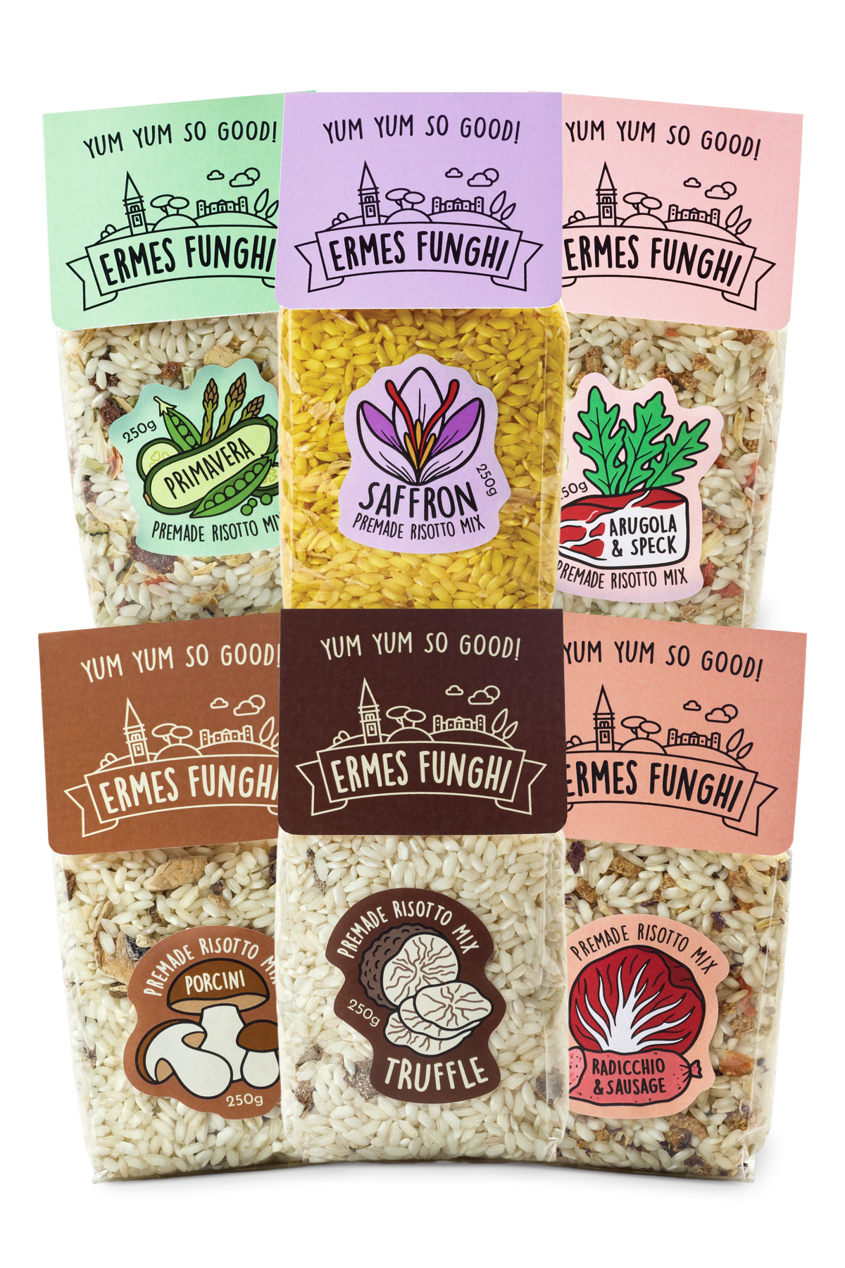 Risotto starter box — six assorted Ermes Funghi pouches