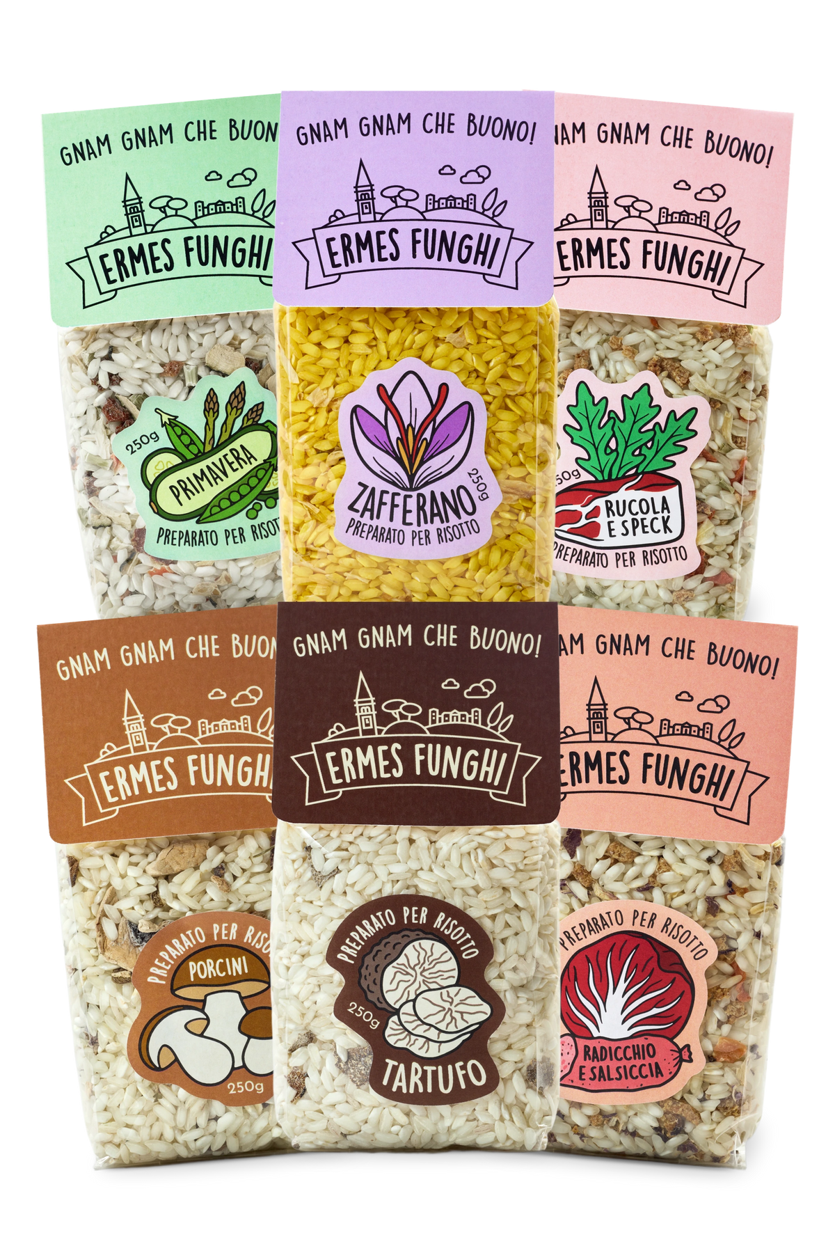 I risotti per iniziare — sei confezioni assortite Ermes Funghi
