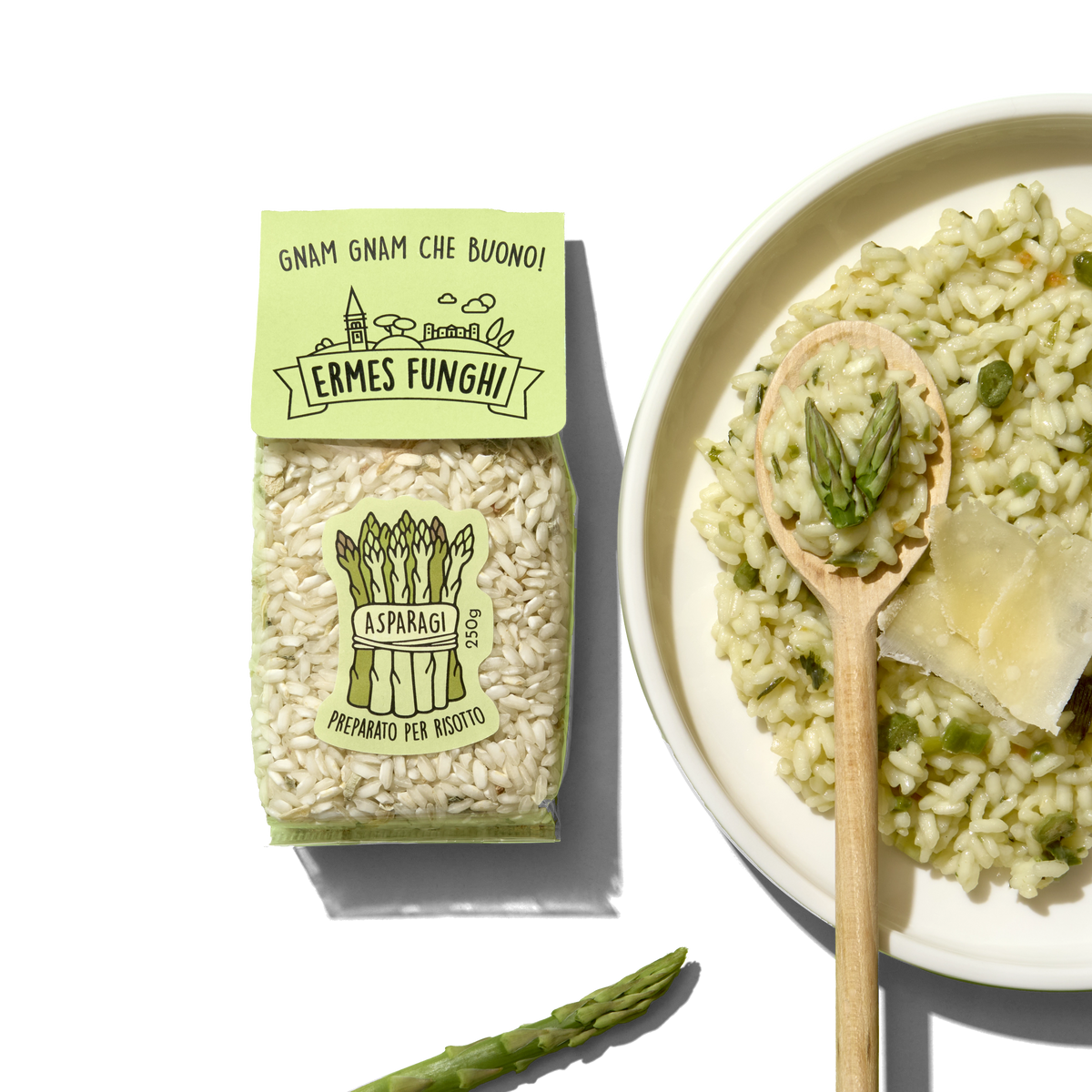 Asparagus Risotto – ingredients and prepared dish
