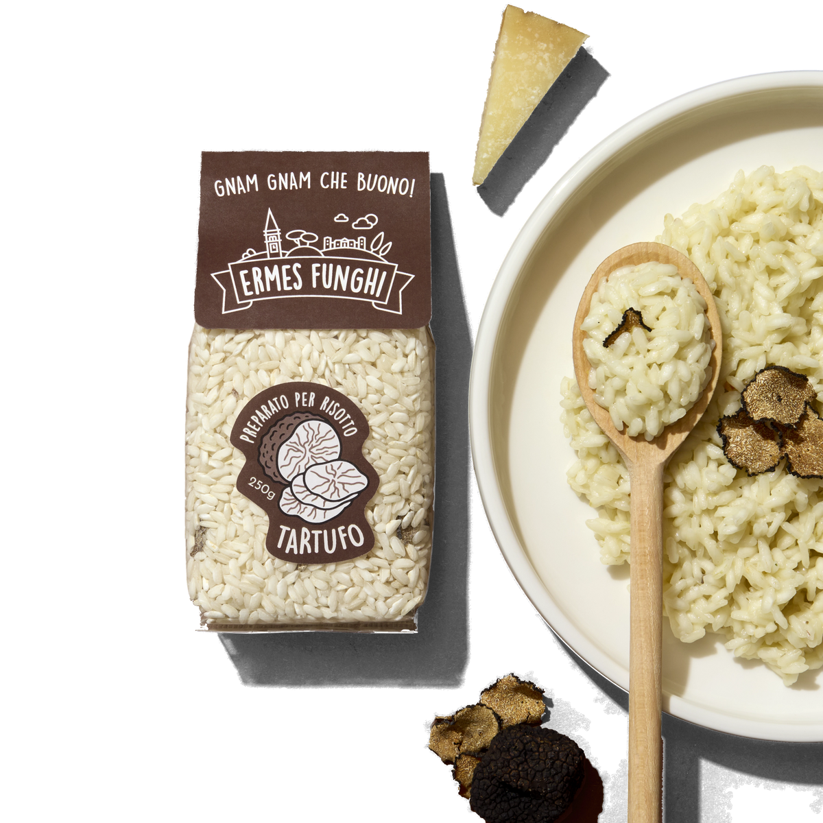 Truffle Risotto – ingredients and prepared dish